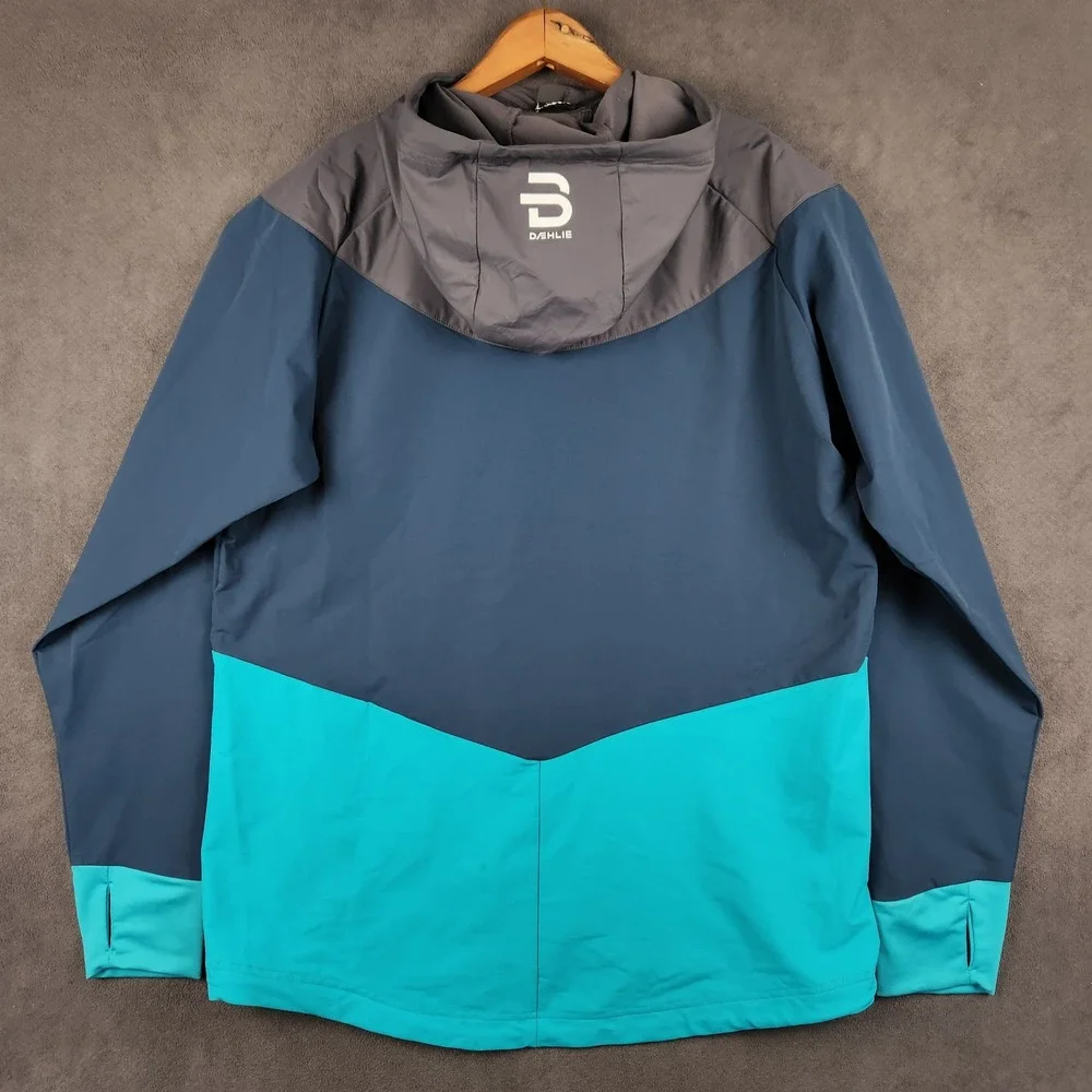 Bjorn Daehlie Gatineau Jacket Mens XL‎ Blue Teal Gray Hooded Softshell Running